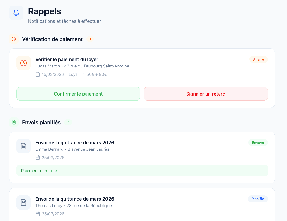Vérification et suivi des paiements mensuels
